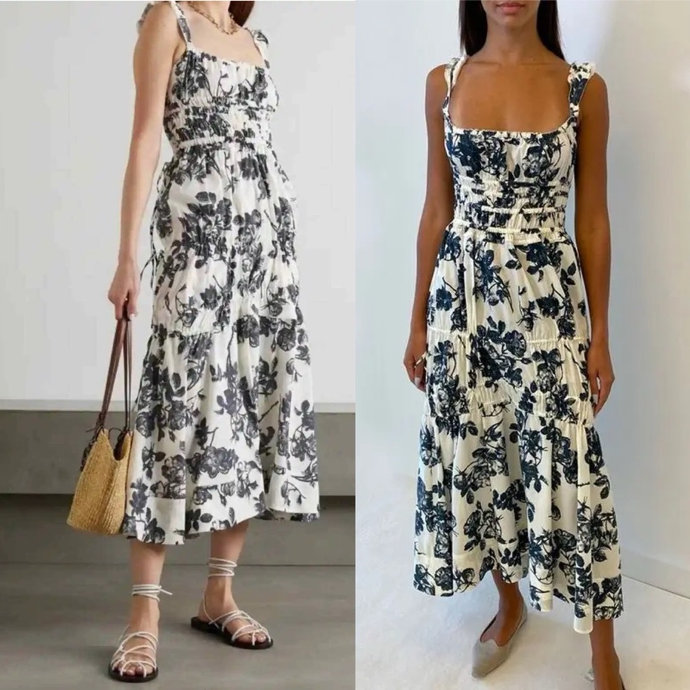 Brock Collective | Prisca Shirred Floral-Print Cotton-Poplin Dress